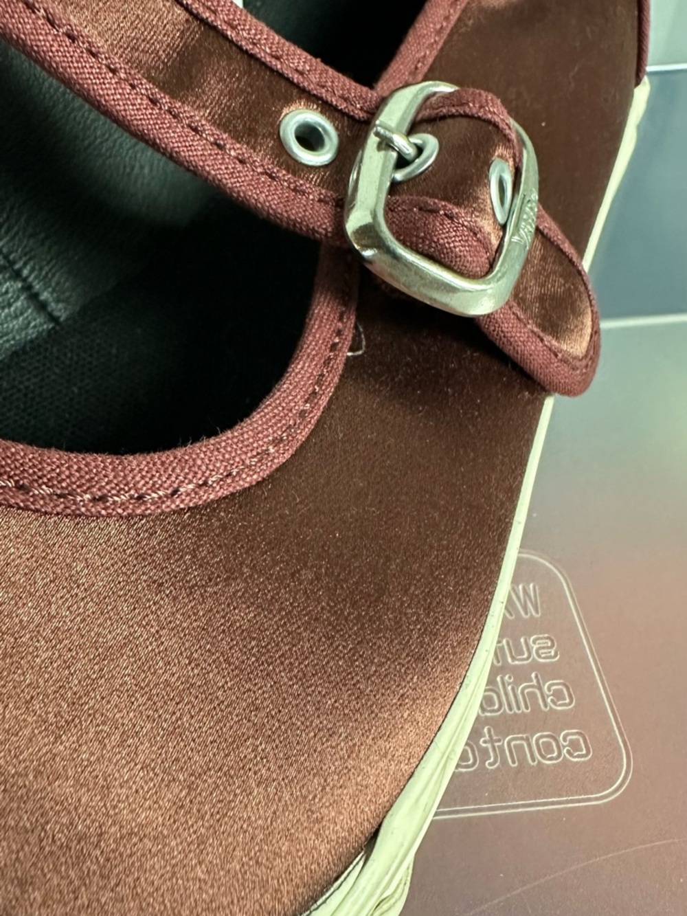 Vans Mary Janes Burgundy Satin Shoes - Picture 2 of 5